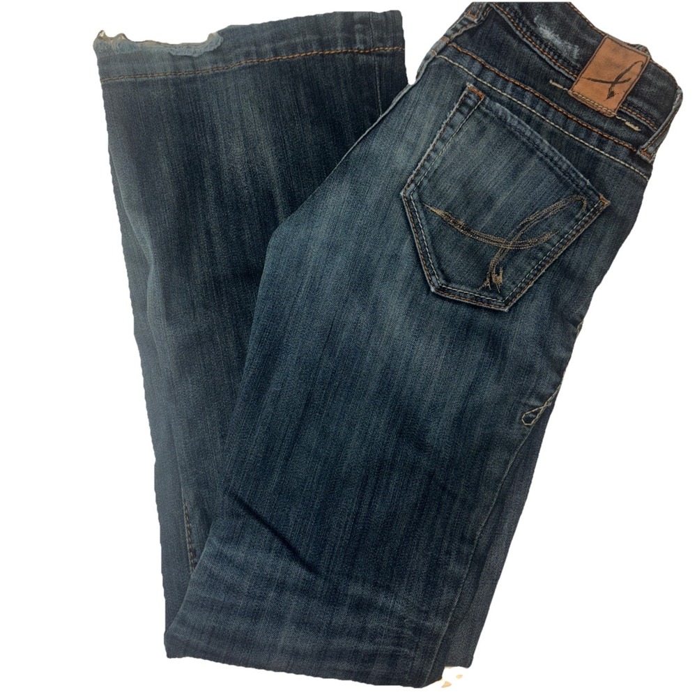 Hit Slouch Boot Cut Y2K Jeans Women's Size 27 Stretch Blue Dark 90s Flare Double